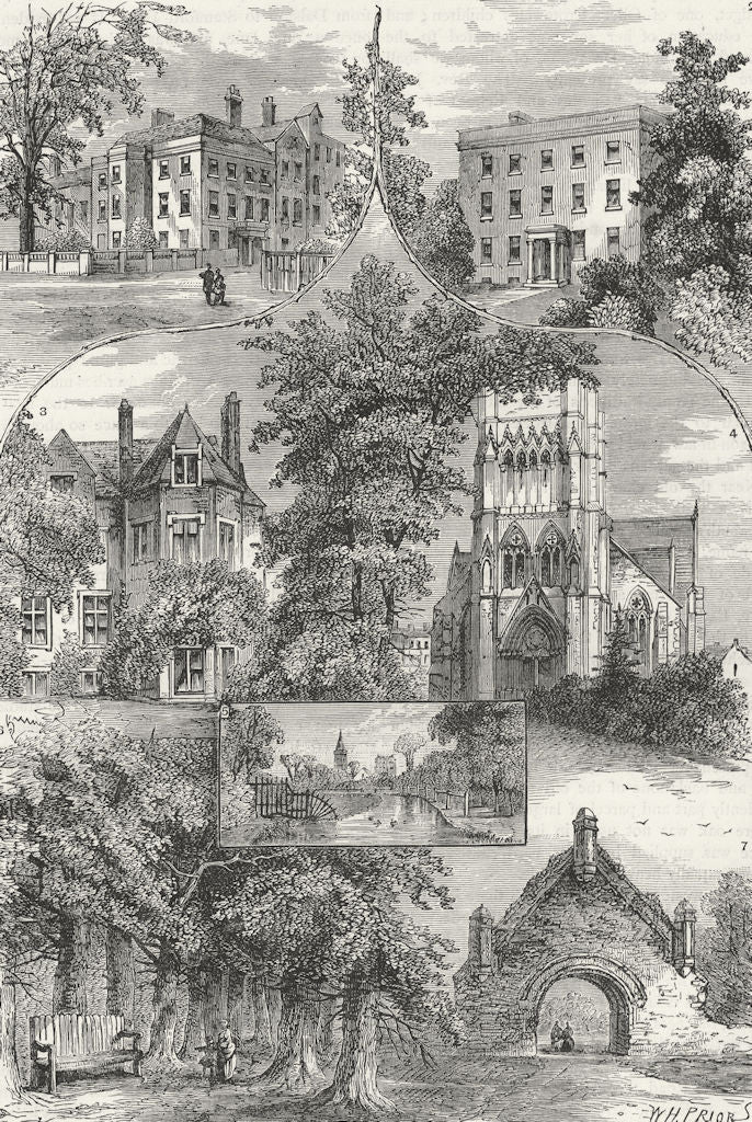 STOKE NEWINGTON. Rogers, Fleetwood; St Mary; Elizabeth 1880 old antique print